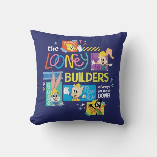 Cojín Decorativo BUGS BUNNY BUILDERS™| El Collage de Looney Builder (Anverso)