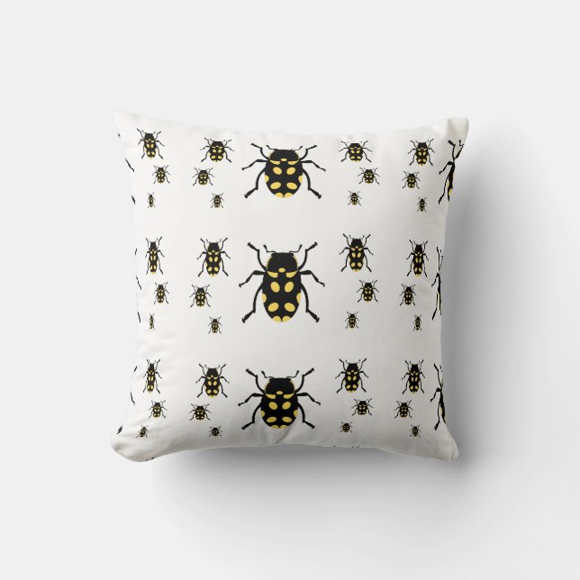 Cojín Decorativo Bugs de escarabajo en blanco (Anverso)