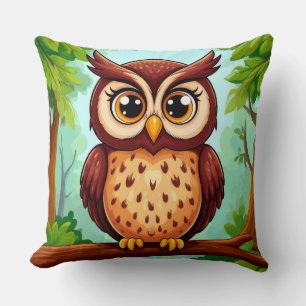 Cojín Decorativo Búho adorable del bosque para amantes de la natura