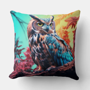Cojín Decorativo Búho Animal Bird Wildlife Wilderness Colorful Art