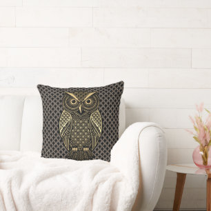 Cojín Decorativo Búho Art Deco dorado
