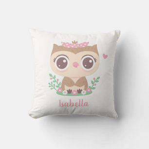 Cojín Decorativo Búho bebé lindo con la guardería de la niña del la
