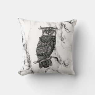 Cojín Decorativo Búho Camuflado en Mármol