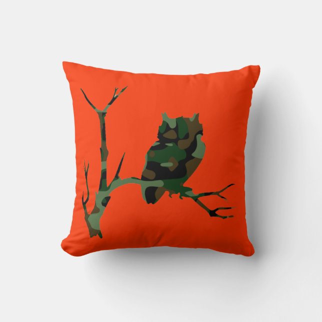 Cojín Decorativo Búho de Camo (Anverso)