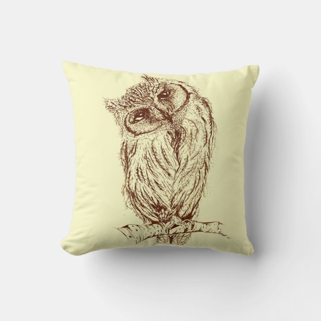 Cojín Decorativo Búho de Scops por Inkspot (Anverso)