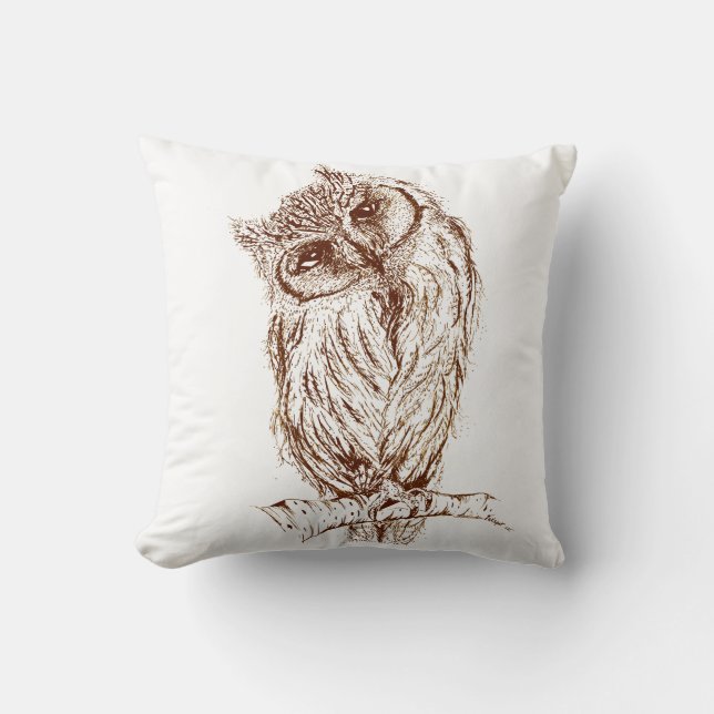 Cojín Decorativo Búho de Scops por Inkspot (Anverso)