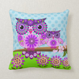 Cojín Decorativo Búho del flower power y su owlet