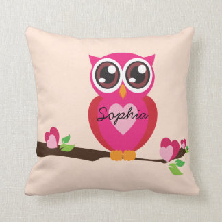 Cojín Decorativo Búho lindo del amor con nombre de encargo