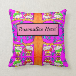 Cojín Decorativo Búho lindo del dibujo animado personalizado