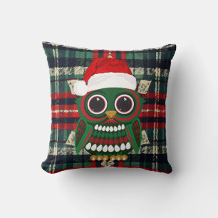 Cojín Decorativo Búho Navideño Lindo a Cuadros Acogedor Festivo Vac