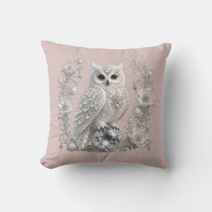 Cojín Decorativo Búho Perla de Cristal Blanco