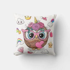 Cojín Decorativo Búho Unicornio Lindo