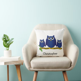 Cojín Decorativo Búhos Azules Diseño Personalizado