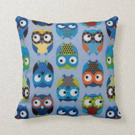 Cojín Decorativo Búhos en fondo azul
