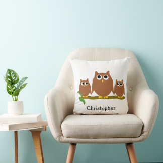 Cojín Decorativo Búhos Marrones Diseño Personalizado