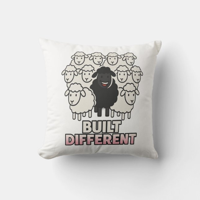 Cojín Decorativo Built Different Black Sheep (Anverso)