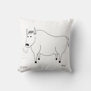 Cojín Decorativo Bull Folk Art Pillow