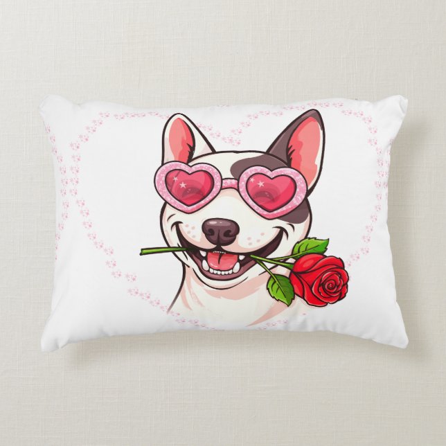 Cojín Decorativo Bull terrier feliz (Anverso)