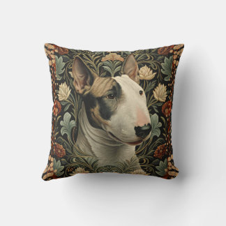 Cojín Decorativo Bull Terrier Inglés Estilo Floral William Morris