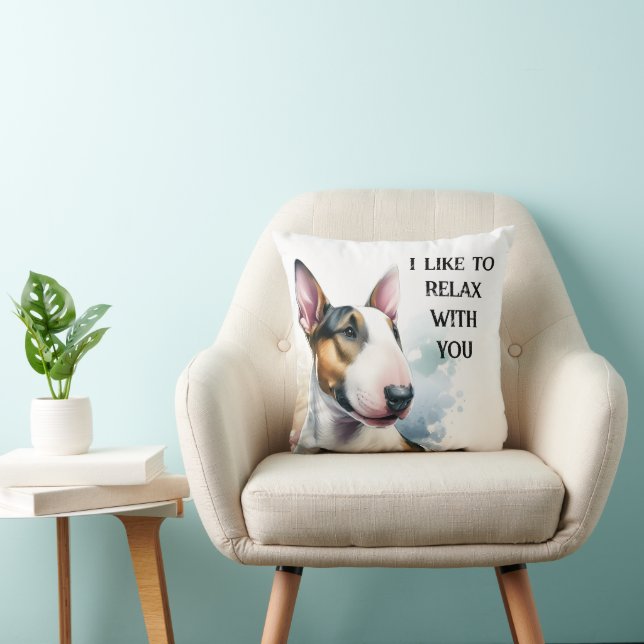 Cojín Decorativo Bull Terrier relájate (Silla)