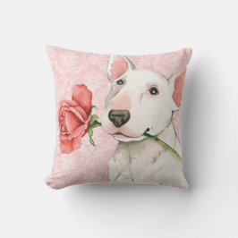 Cojín Decorativo Bull terrier subió tarjeta del día de San Valentín