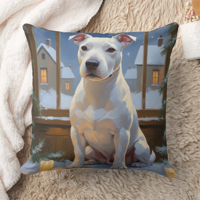 Cojín Decorativo Bull Terrier with Christmas Lights Holiday (Manta)