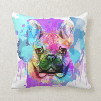 Cojín Decorativo Bulldog acuarela francés, Bulldog francés