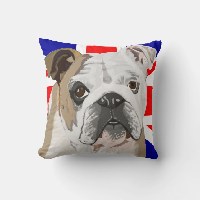 Cojín Decorativo Bulldog británico con Union Jack rediseñado (Anverso)