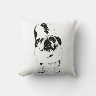 Cojín Decorativo Bulldog: búsqueda, B&W negrita