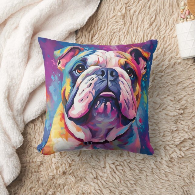 Cojín Decorativo Bulldog colorido (Manta)