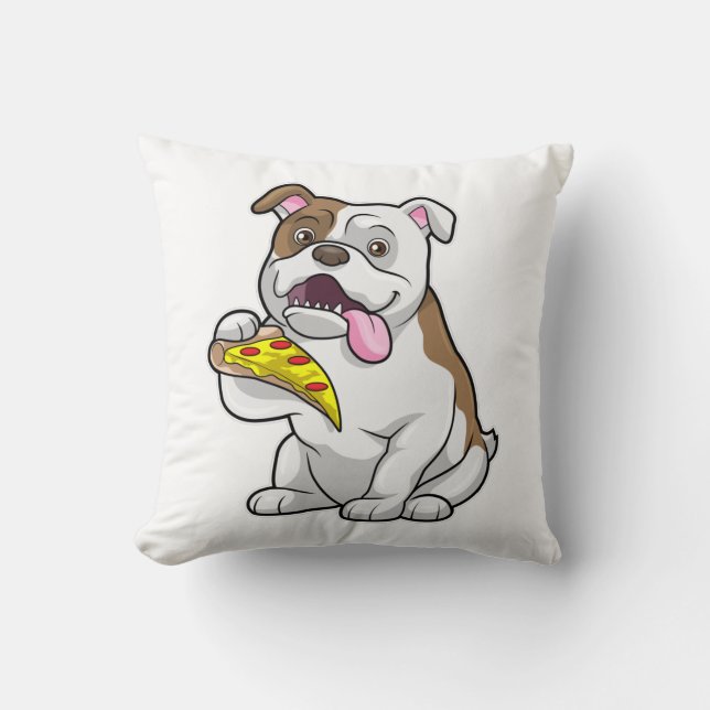 Cojín Decorativo Bulldog con pedazo de pizza (Anverso)