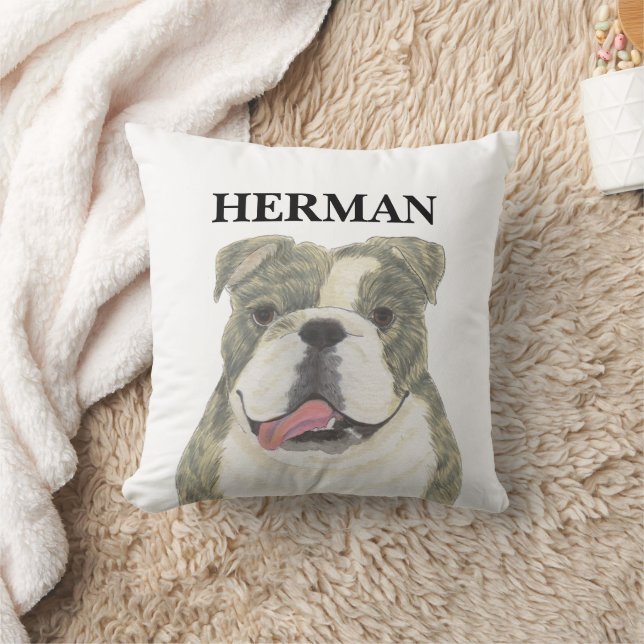 Cojín Decorativo Bulldog de inglés de Brindle reversible personaliz (Manta)