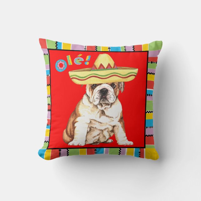 Cojín Decorativo Bulldog de la fiesta (Anverso)