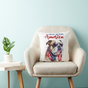 Cojín Decorativo Bulldog de perro patriótico