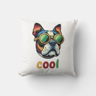 Cojín Decorativo Bulldog de Pop Art con gafas