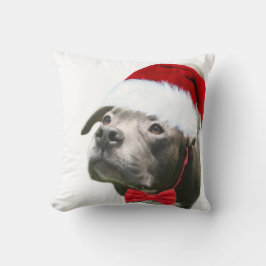 Cojín Decorativo Bulldog de pozo Santa Hat Navidades mascota lanzar