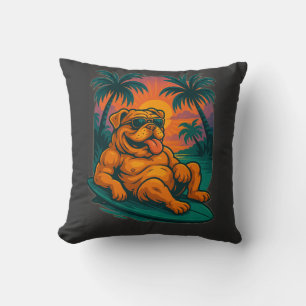 Cojín Decorativo Bulldog de verano sin fin - Retro Surf