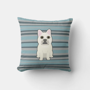 Cojín Decorativo Bulldog Francés Adorable Rayas Azules