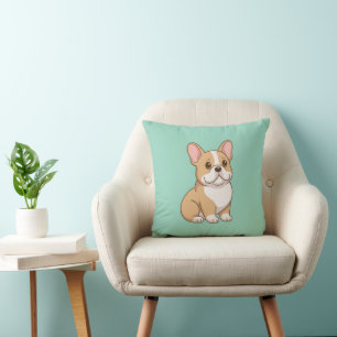 Cojín Decorativo Bulldog Francés Adorable sobre Verde