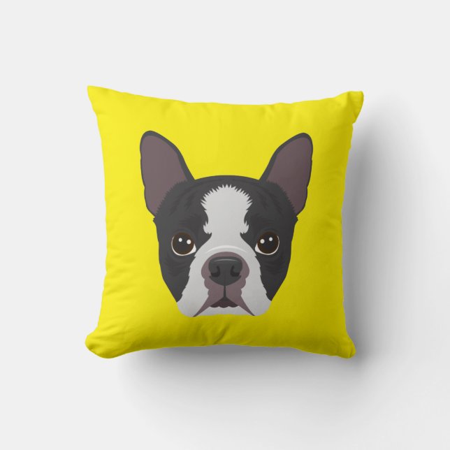 Cojín Decorativo Bulldog francés amarillo (Anverso)