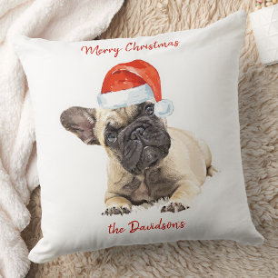 Cojín Decorativo Bulldog francés cachorro Navidad perro