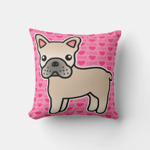Cojín Decorativo Bulldog Francés Cartoon Crema