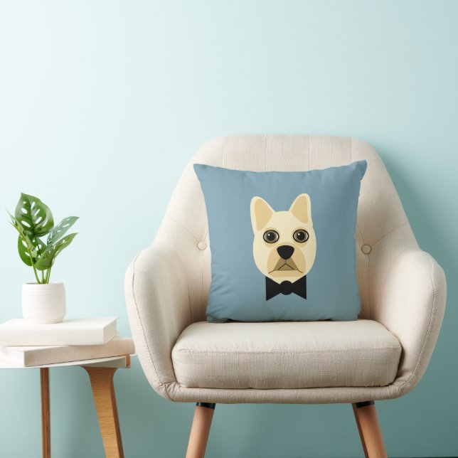 Cojín Decorativo Bulldog francés con azul bowtie (Silla)