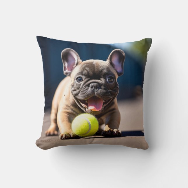 Cojín Decorativo bulldog francés 🐶 con baile de tenis (Anverso)