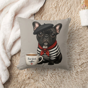 Cojín Decorativo Bulldog Francés con café