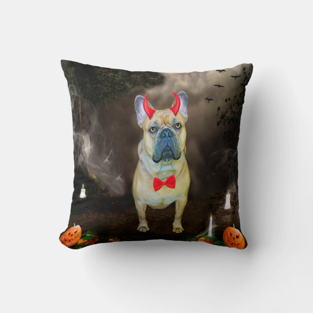 Cojín Decorativo Bulldog francés con disfraz de Halloween (Anverso)