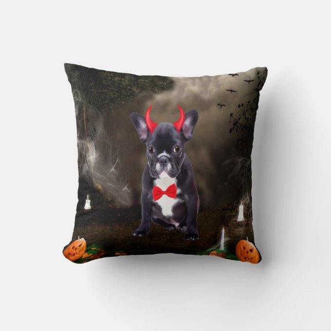 Cojín Decorativo Bulldog francés con disfraz de Halloween (Anverso)