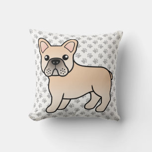 Cojín Decorativo Bulldog Francés Crema Perro De Dibujos Animados Li