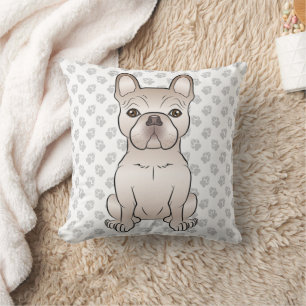 Cojín Decorativo Bulldog Francés crema / Perro Frenchie sentado y p