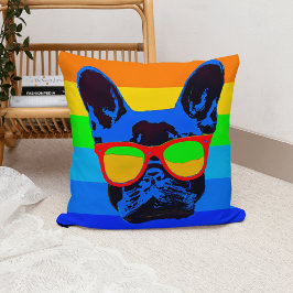 Cojín Decorativo Bulldog francés de arte pop colorido